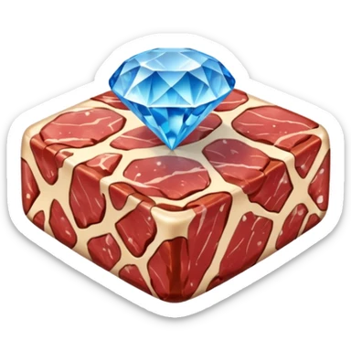 Meat with diamond textur and blue color sticker