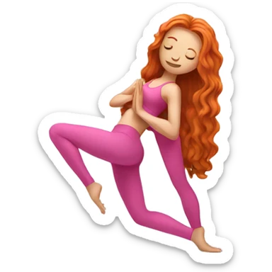 long hair ginger doing yoga in pink clothes sticker
