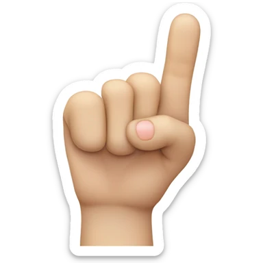 Hand Gesture Details:

Finger Positions:

Thumb: Extended outward.

Index Finger: Extended upward.

Middle and Ring Fingers: Folded down towards the palm.

Pinky Finger: Extended upward. sticker