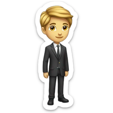Classy programmer, 13 years old, coat, formal outfit, pc in hands sticker