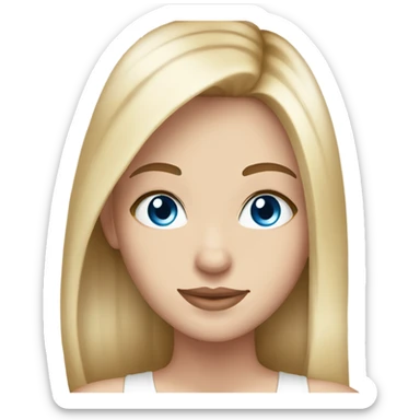 beautiful woman, long straight blonde hair, blue eyes, white tank top sticker