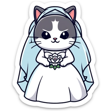cat bride sticker