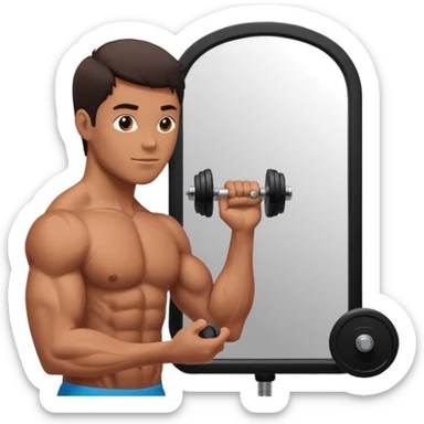 silhouette lifting a dumbbell while looking in a mirror sticker
