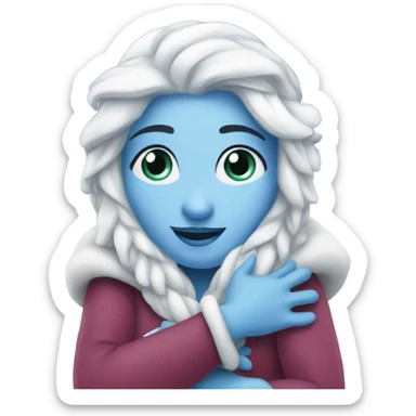 Snow queen hugging the north pole sticker