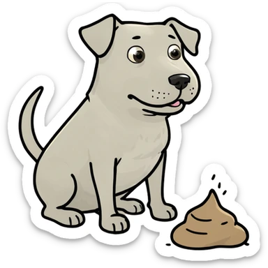 dog taking a poop sticker