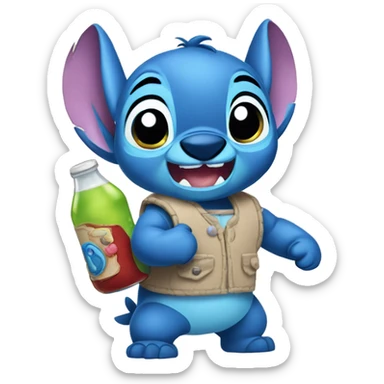 Stitch qui boit un biberon  sticker