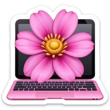 Computer on a pink Flower sticker