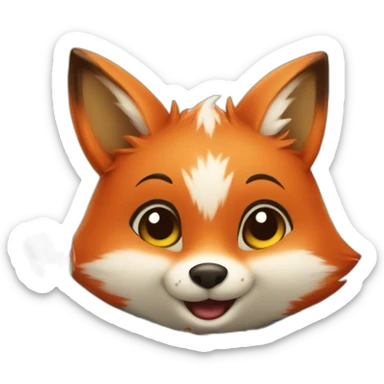 cute smiling fox in a blue sweater holding cherries sticker