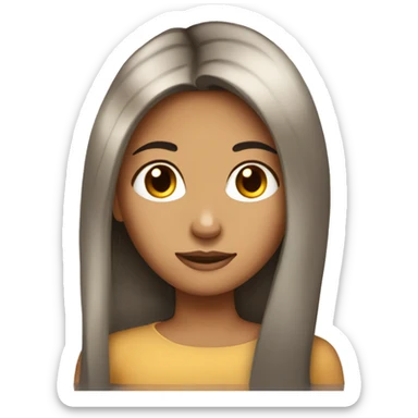 Long straight dark hair girl tan skin sticker