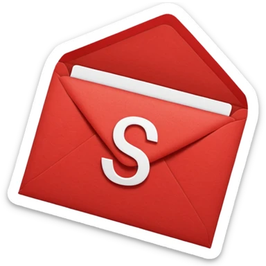 red envelope with white "S" logo sticker