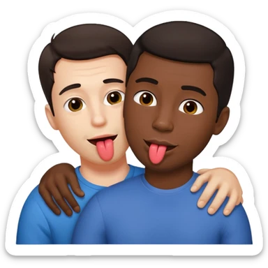 1White adult male dark hair and dark skin adult male, spooning naked on the ground, touching, cuddling, tongue, love, rear view,  sticker