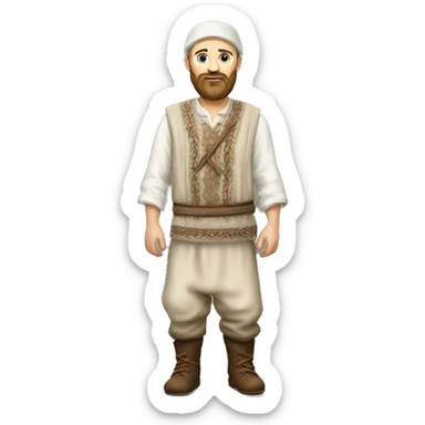 photorealistic white slavic peasant with beard full body, Slavic ethnic clothing sticker