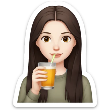 girl with long dark brown hair and pale skin drinking with friends sticker