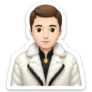 luxary white fur coat man sticker