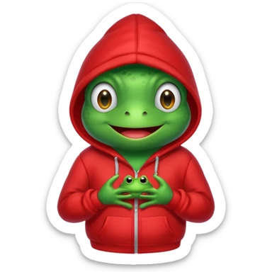 frog in a red hoodie sticker