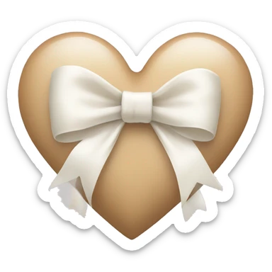 beige heart white bow sticker