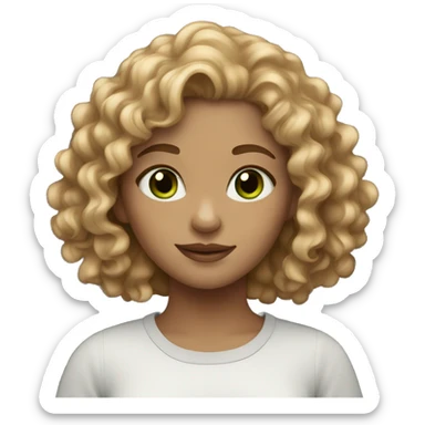 girl with curly light brown hair and green eyes and light skin  sticker