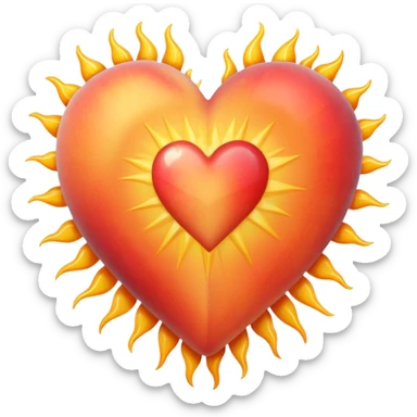 peach heart with a sunburst sticker