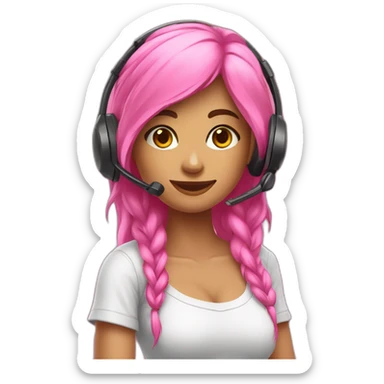 Mulher loira com fone gamer rosa sticker