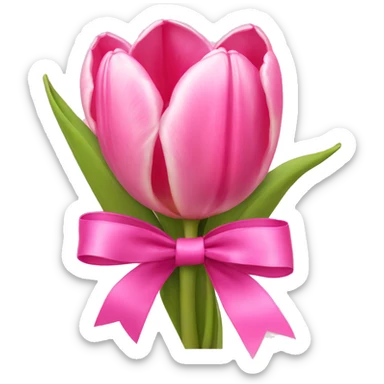 Pink tulips with a pink ribbo sticker