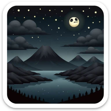 dark and eerie scene, the entire world covered in darkness. The sky is deep black with no stars or light, no moon, no glow just total void and silence. The atmosphere feels ominous and unsettling, as if darkness has swallowed everything. No characters, no visible light sources sticker