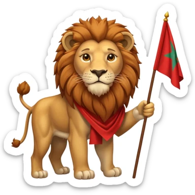 A atlas lion holding a morocco flag sticker