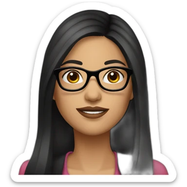 latina with glasses and dark long black straight hair with big lips and formal chothes sticker