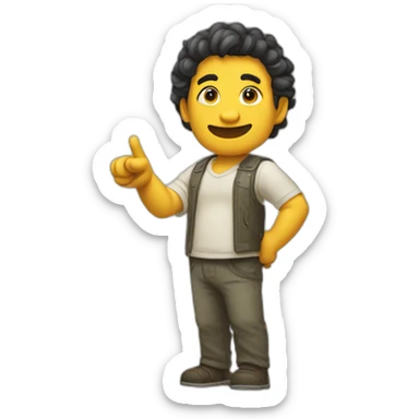 godzila man looking sideway and pointing with finger to the left side sticker