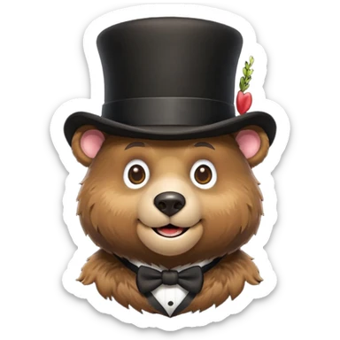 Bear with a full black tophat sticker