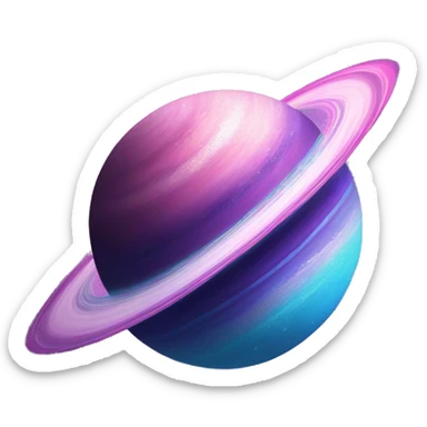 sparkly blue purple and pink glitter planet with white saturn ring sticker