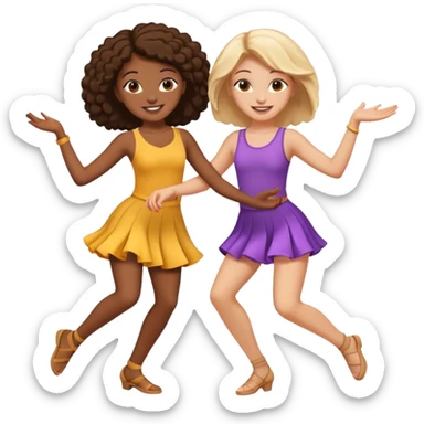 Best friends dancing: one black girl one white girl sticker