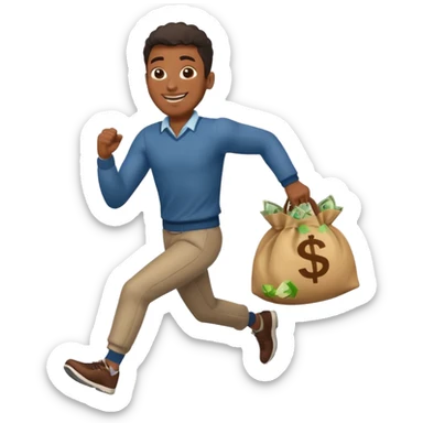 Black Man running with moneybag 💰 sticker