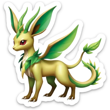 Exotic Tropical Rare Shiny Epic Ethereal Leafeon-Flygon-Tropius-hybrid, full body sticker