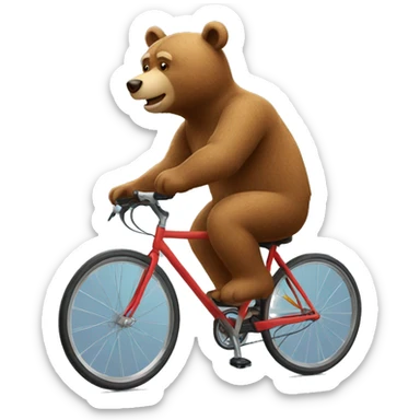 an emoji bear cycling sticker