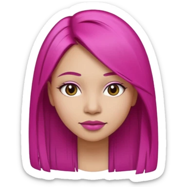 fuchsia charcoal color dyed straight hair on a woman emoji 👩🏼 sticker