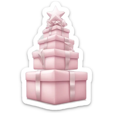 Light pink Christmas gifts under a white Christmas tree  sticker