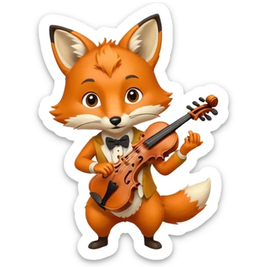 Fox playing playing violin sticker