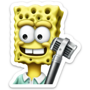 SpongeBob holding a barber pole sticker