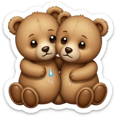 two teddy bears drying each other's tears. sticker