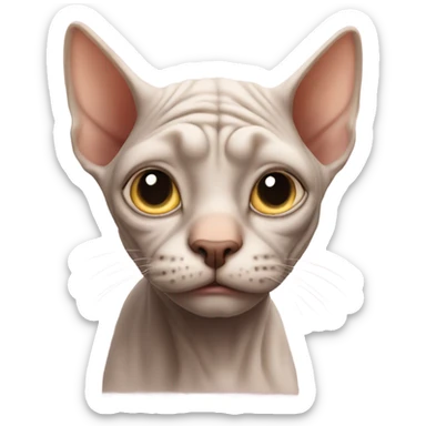 Super ugly and wrinkly hairless cat sticker