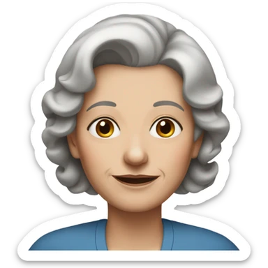 portrait of a older woman with blue eyes, brown hair and a few silver highlights  sticker