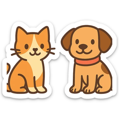 flat toon style the cat and dog sticker