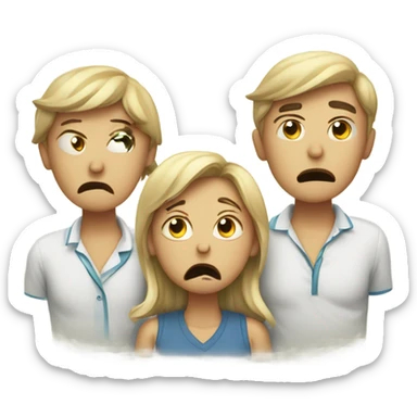 Three nauseous people sticker