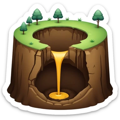 A deep hole in the ground, symbolizing a gap or depression sticker
