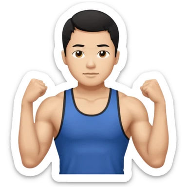 Asian gym bro wearing tank top short black hair named Shawn  sticker