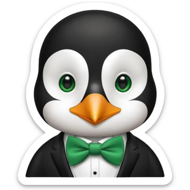 penguin with bow green tie  sticker