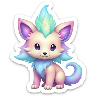 Cute cool colorful pastel nebula fantasy animal hybrid Fakemon full body  sticker