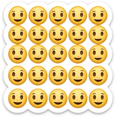 Emoji challenge.
Show 16 emojis that are almost identical.
Only one emoji has a small difference in shape or expression.
Neutral background, soft shadows.
Increase difficulty slightly.
Add subtle animation to keep attention. sticker