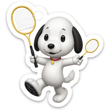 SNOOPY jugador del bádminton jugando con una sola raqueta
 sticker