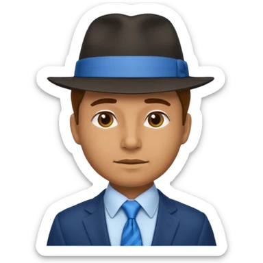 man with hat and blue ties sticker
